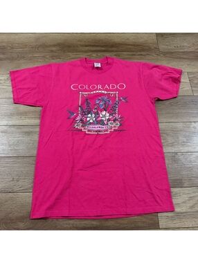 Vtg 1994 Colorado Wildflower Co Shirt Pink Jerzees L